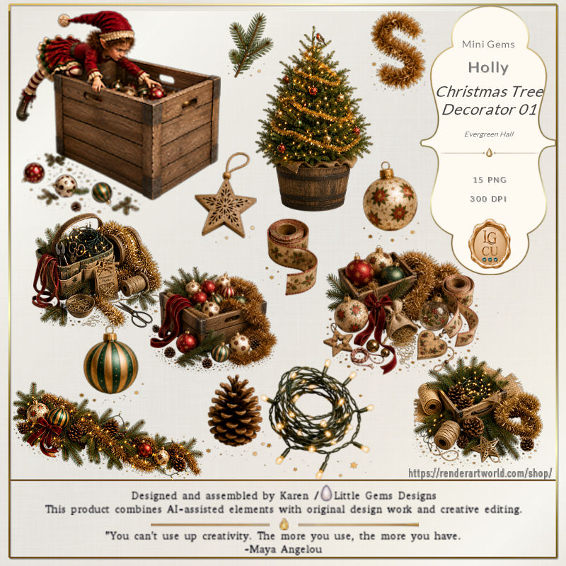 (image for) Mini Gems | CU | Holly | Christmas Tree Decorator 01